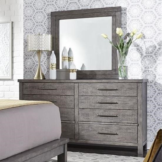 Grey dresser top with mirror set
